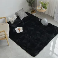 Shaggy Carpets For Living Room Bedroom Modern Black Solid Color Plush Floor Fluffy Mats Kids Room Faux Fur Area Rug Non-slip Mat 2