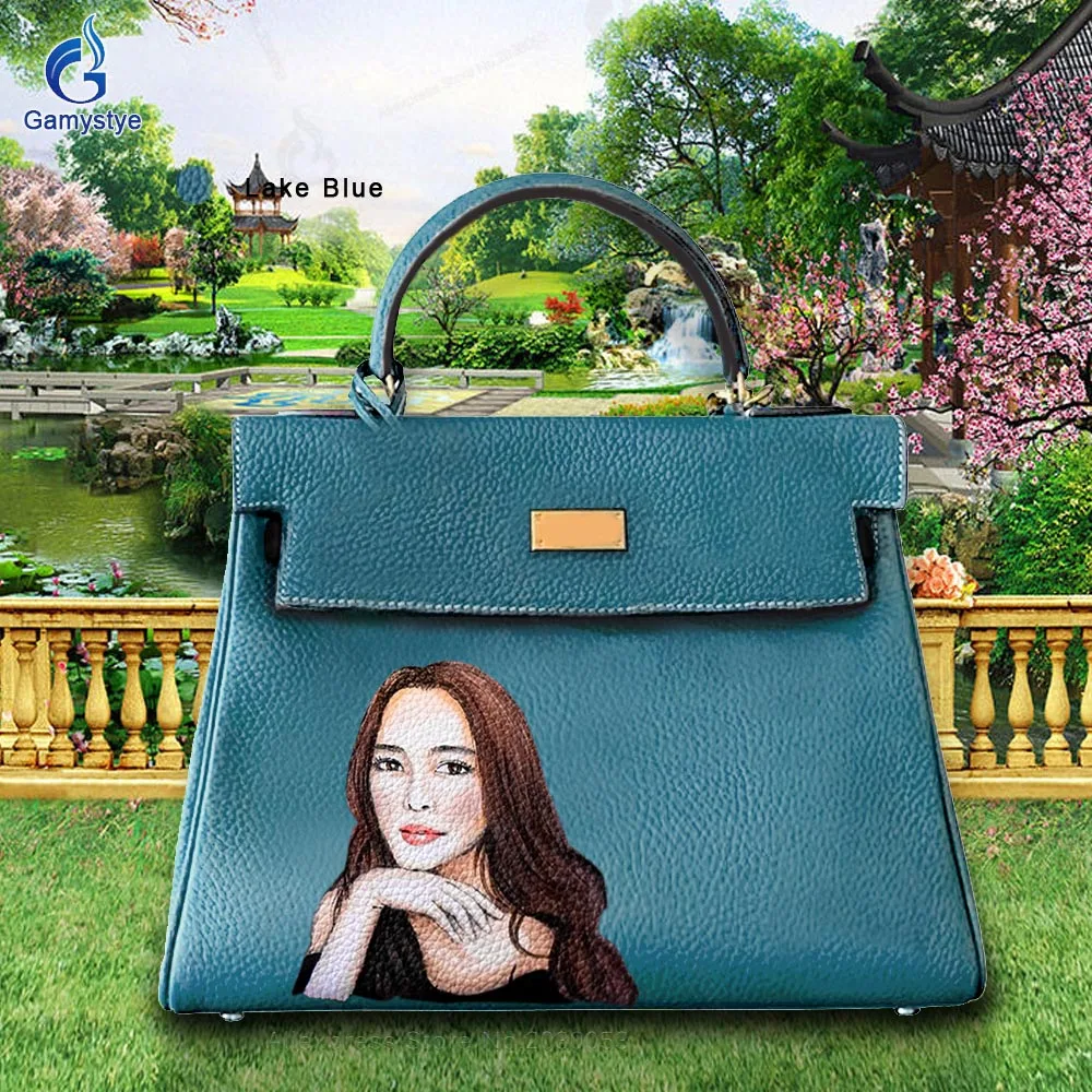 

KALI PrintBeautiful Lady bags Handmade Women Handbag For Ladies Genuine Leather Should Bags Soft Cow Luxury Designer Totes