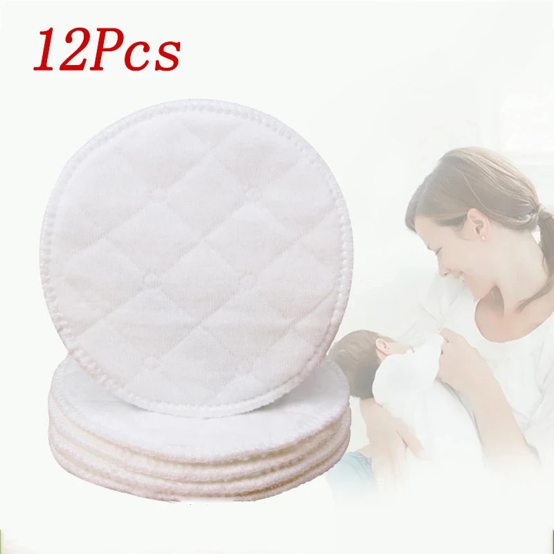 Breast Pads 12pcs Reusable Nursing Breast Pads Washable Soft Absorbent Baby Breastfeeding Waterproof Breast Pads for Pregnant Women