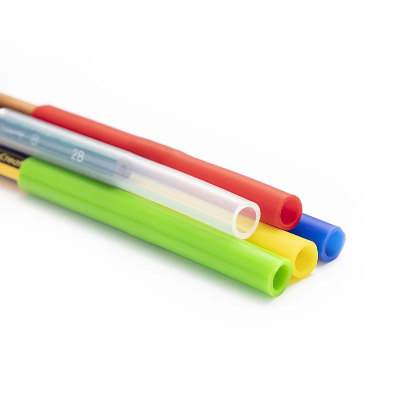 Silicone Chewable Pencil Topper, Long Tube Silicone Teether, Pencil Cover Tube, Teething Sensory Toy for Kids Boys Girls, Set of 5, silicone teething toys, silicone teether
