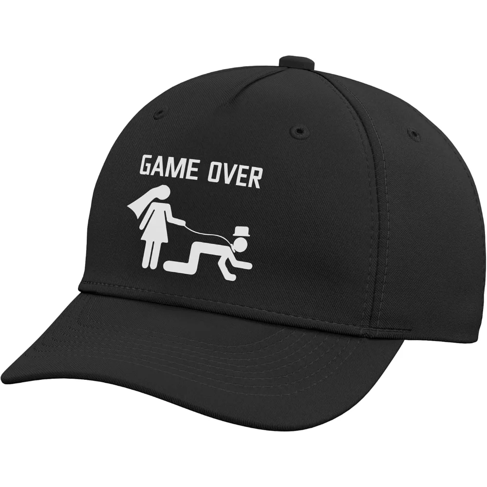1 Stück Game Over Junggesellenabschied Lustige Verstellbare Baseball-Sonnenkappe für Hochzeit Junggesellenabschied Bräutigam-Team Gastgeschenk