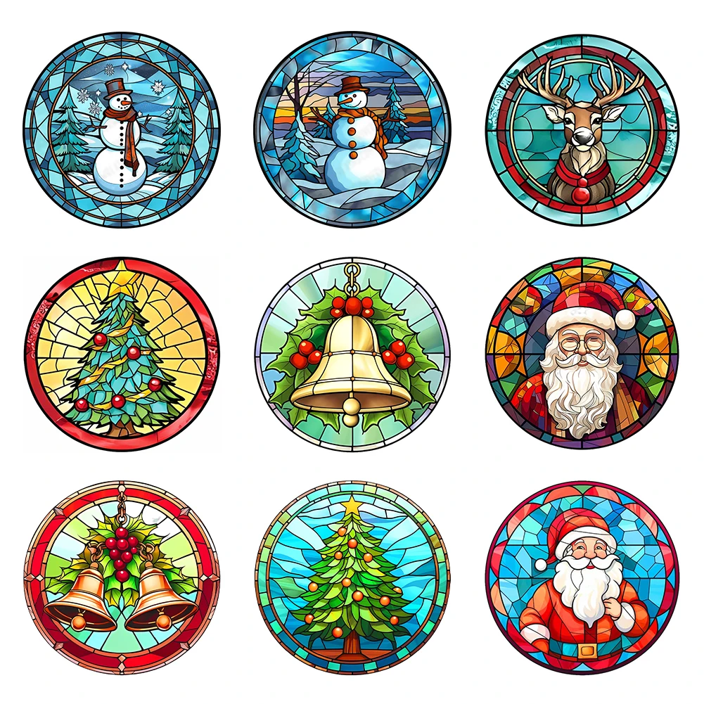 Christmas Series Cross Stitch Kits Stained Glass Santa Claus Christmas Tree Home Decor Painting Embroidery Set Printed Canvas cross stitch kit cross stitch tools