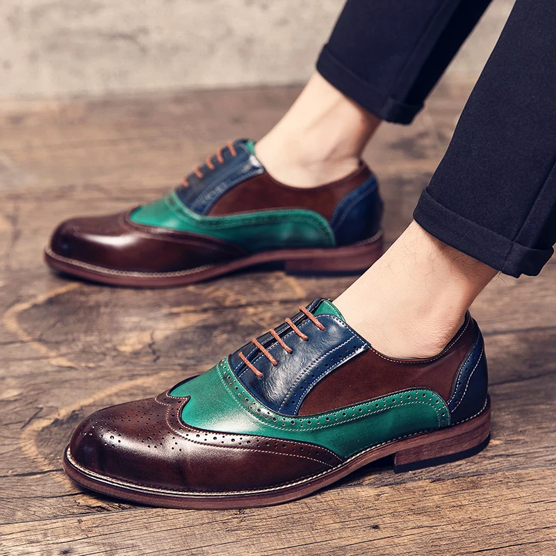leather shoes for men's spring and autumn formal wear business shoes wedding shoes block oversized Oxford shoes mens leather dress shoes