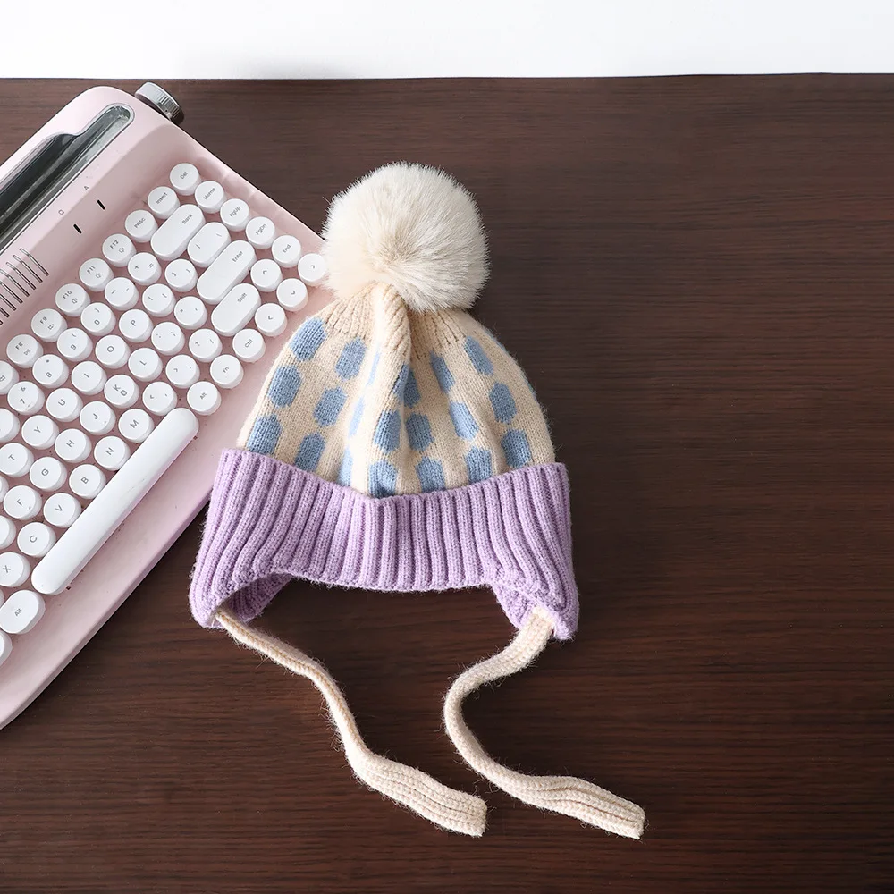 Winter Baby Hut Pompon Fleece Futter Baby Mütze Baby Motorhaube Kinder Mütze für Mädchen Jungen Bobble Kinder Hut für Kinder 1-4y – Detail 8