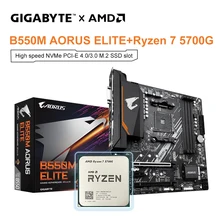 GIGABYTE B550M AORUS ELITE 마더보드 + AMD Ryzen 7 5700G R7 5700G CPU 마더보드 세트, 프로세서 소켓 AM4 DDR4 128GB 데스크탑