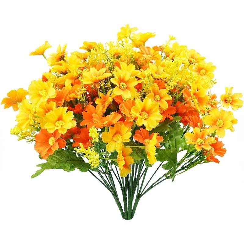 2 Stücke Künstliche Gefälschte Blumen Gänseblümchen Blume Outdoor UV Beständig Grüne Strauch Pflanzen Indoor Hause Hochzeit Decor DIY Garten Zubehör
