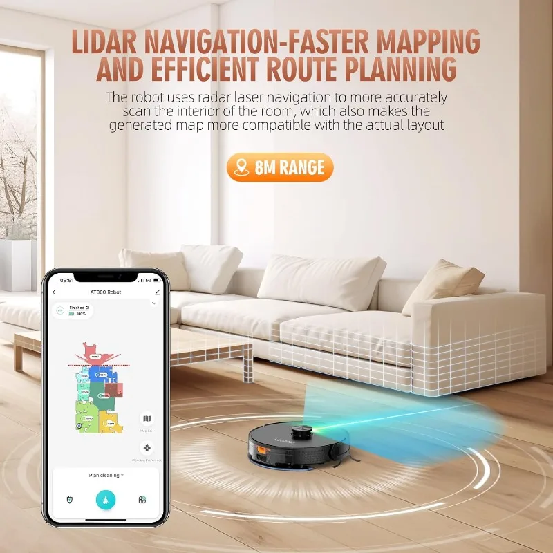 3-in-1 Robot Vacuum Mop Combo,Self Emptying Station 60 Days,Robotic Vacuum Cleaner LiDAR Navigation Max Strong 4500Pa Suction