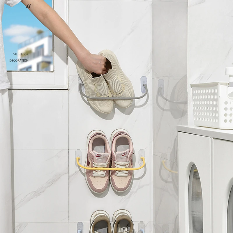 Shoe Rack Clothes Hanger 1/4pcs Wall Mounted Simple Bathroom Slippers Hook Bracket Storage shoe rack,clothes rack