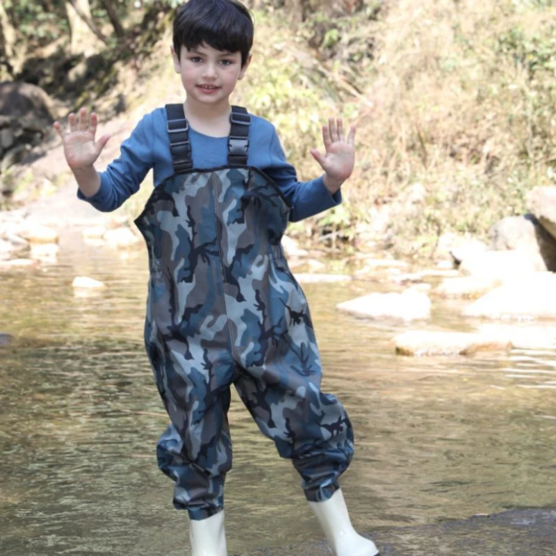 Kids Neopreen Waadpak Met Rubberen Laarzen 100% Waterdicht Ademend Geïsoleerde Camo Vissen Steltlopers Voor Peuter Kinderen Jongens