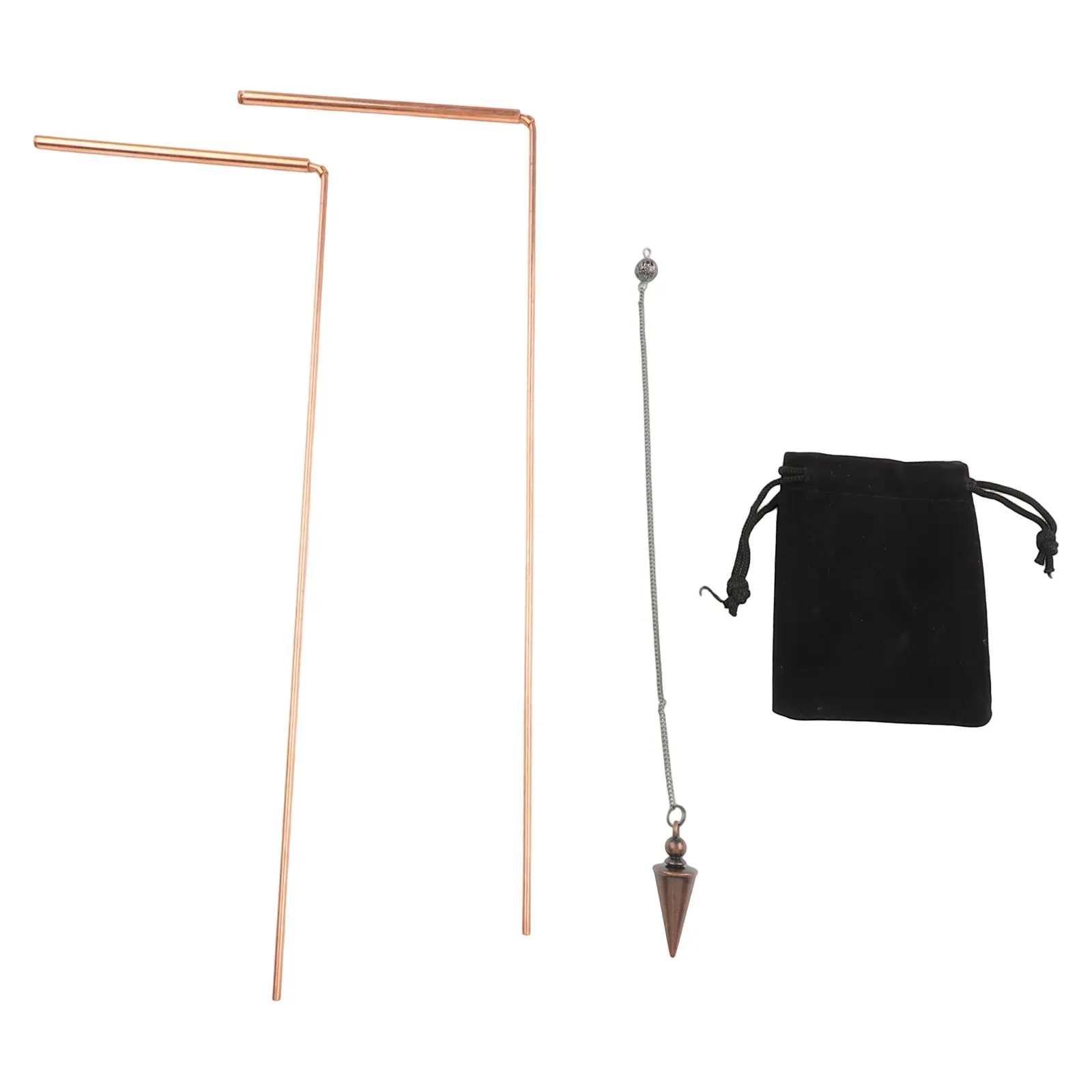 2pcs 99.9% Copper Dowsing Rod Psychic And Divination Copper Pendulum Kit Portable Dragon Seeking Detachable Tool