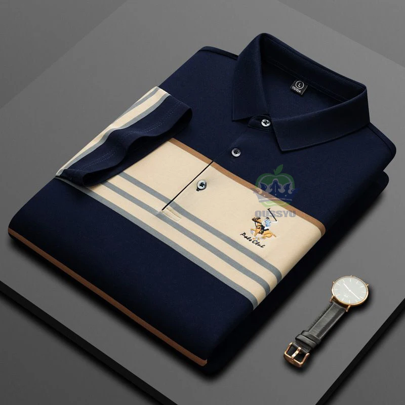 luxury embroidery men's polo shirt summer thin breathable 95%cotton hip hop harajuku black lapel short sleeved tops male m 4xl Luxury Embroidery Men's Polo Shirt Summer Thin Breathable 95%Cotton Hip-Hop Harajuku Black Lapel Short-Sleeved Tops Male M-4XL 2