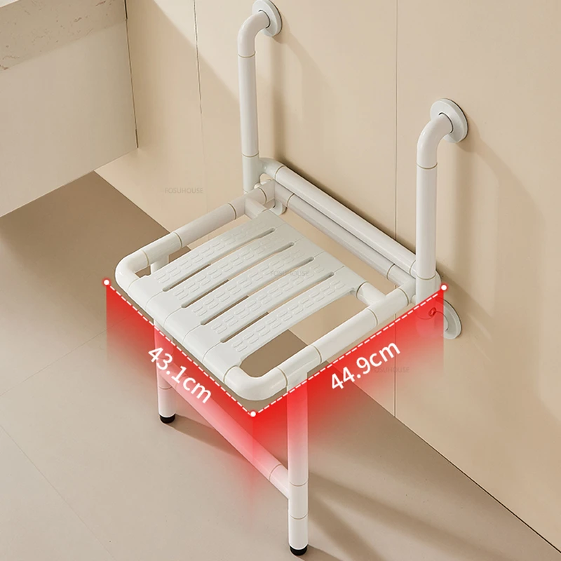 Folding Wall-mounted Bathroom Seats Home Safety Non-slip Shower Chair Bathroom Barrier-free Stainless Steel Armrest Bath Chair 5