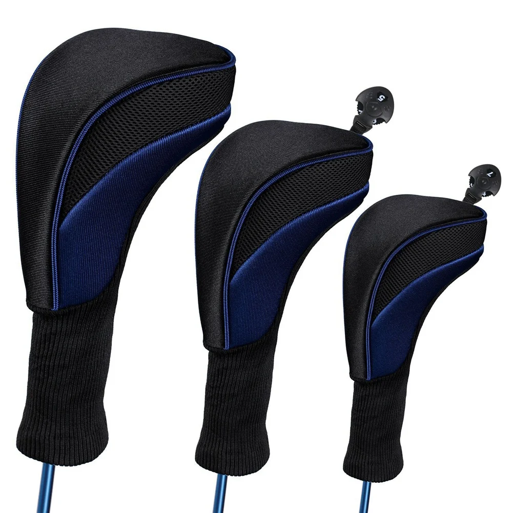 

3Pcs Golf Club Caps, Wooden Clubs and Interchangeable 1/3/5 Cap Protective Sleeves,Blue