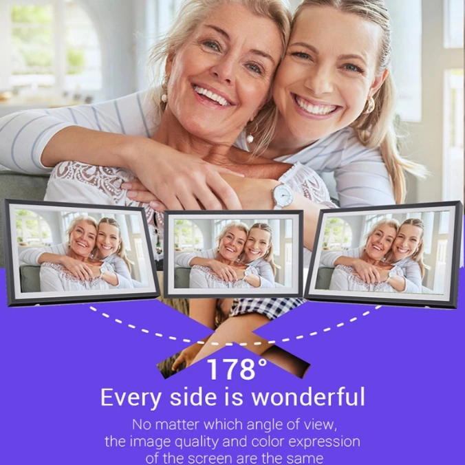 Touch-Screen Digital Photo Frame 10.1 Inch 32G Auto Rotation Photo Sharing Via Frameo APP Selling acrylic digital photo frame