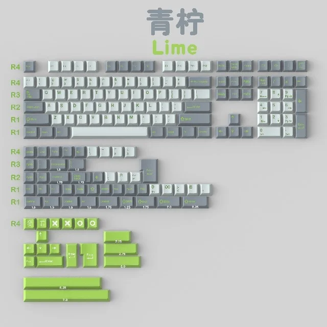 Conjunto Gmk Lime Keycaps Abs Duplo Tiro Keycap Cereja Perfil Chave Tampões com Iso Digite 3u 7u Barra de Espaço para Hhkb Layout da ue Teclados 1