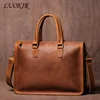 LUOKIR Real Leather Handbag Men Vintage Crazy Horse Cowhide Office Computer Bag Simplicity Business Briefcase For 14 Inch Laptop 1