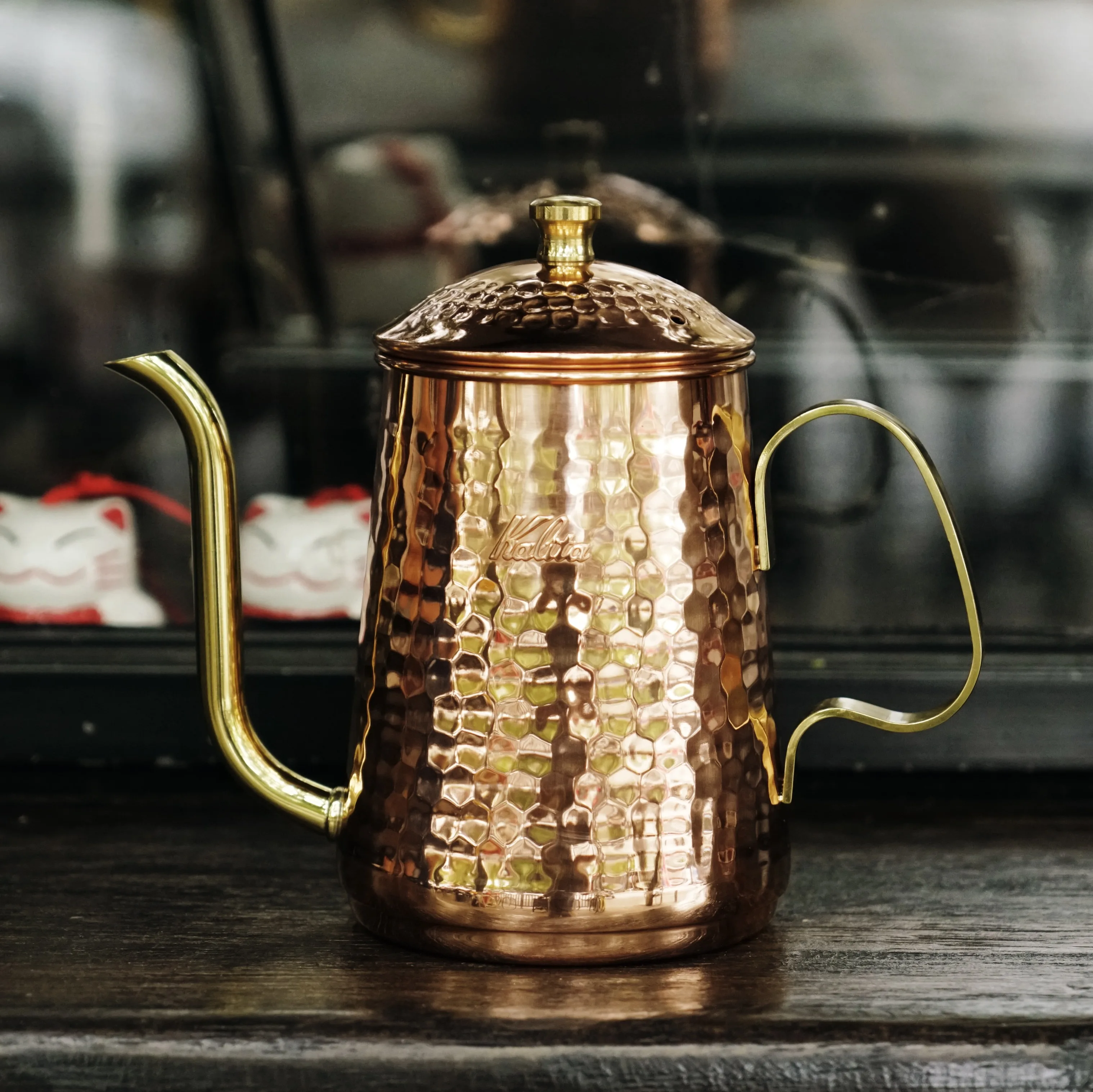Japan Kalita Copper Coffee Dripper Pot Retro Copper Kettle Classic Japanese Hand Hammer Pattern