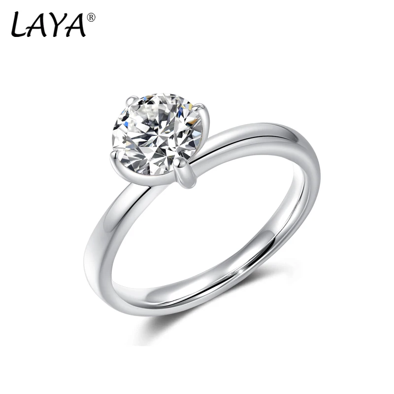

LAYA 925 Sterling Silver 4 Claws 1.2 CT VVS1 Round Diamond with GRA Moissanite Ring For Women Wedding Engagement Fine Jewelry