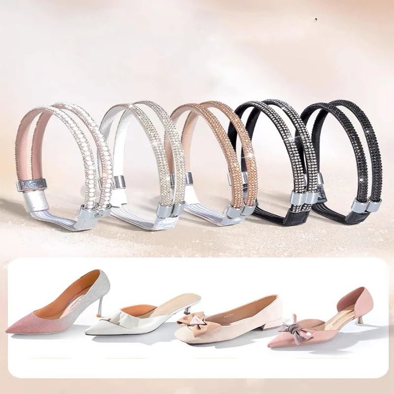 Shoelaces Anti-drop Heel Straps Belt Drill Fixed Belts Rhinestone High Heels Shoes Band Anti-loose for Women 1Pair