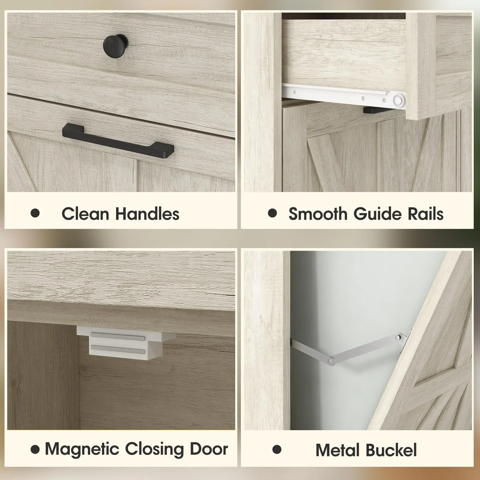 Vabches Tilt Out Trash Cabinet Kitchen Trash Cabinet with 2 Drawers Island Counter Trash Bin Cabinet for 10 Gallon Garbage Can 6