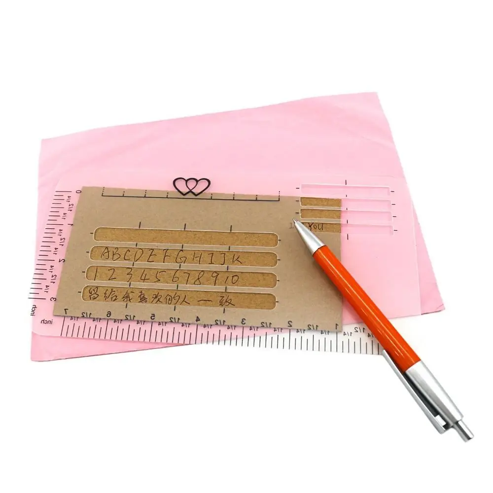 4/6Pcs DIY Templates Ruler Precision Writing Multi-use Guide Envelope Template Lines Creativity Clear Calligraphy Stencil