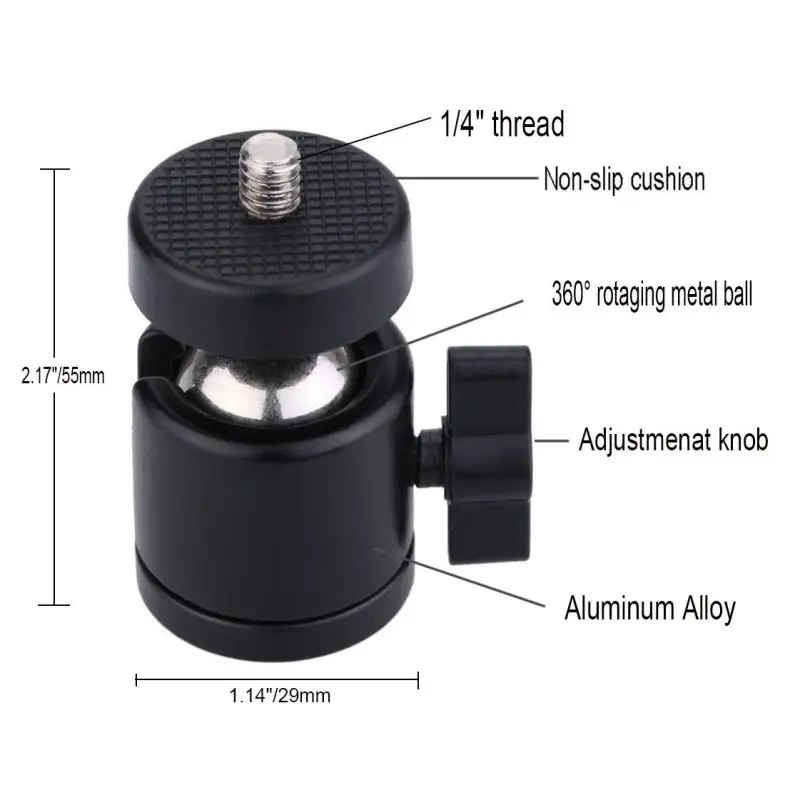 Universal Small Tripod Ball Head Ball With 1/4 "3/8" Adapter For DSLR Digital Camera Portable Flexible Camera Tripod Adapters
