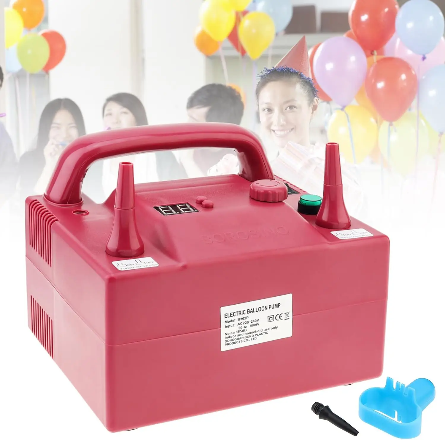 Portable Electric Balloon Blower Pump, Dual Nozzle Balloon Air Inflator, 110V 680W with 2 Inflation Nozzles for Decoration