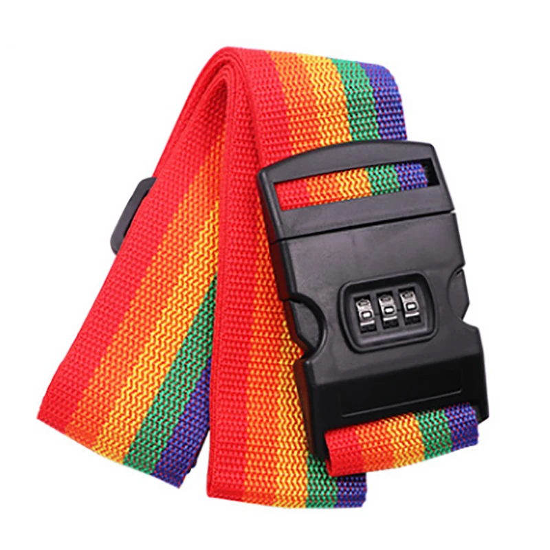 High Quality 2M Rainbow Password Lock Packing Luggage Bag with Luggage Strap 3 Digits Password Lock Buckle Strap Baggage Belts