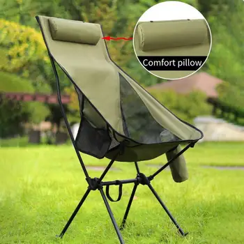 Portable Moon Chair Portable Lightweight Moon Chair with Headrest Side Pocket for Camping Hiking Backpacking Heavy Duty Aluminum 1