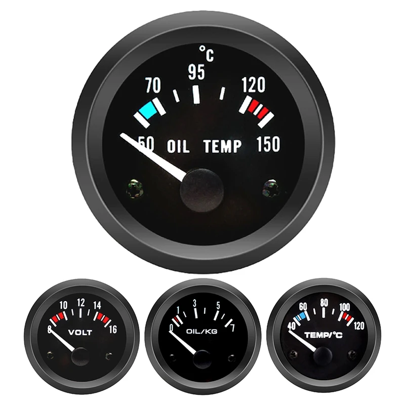 차량 계량기 범용 차량 계량기, 블랙 쉘, 2 인치, 52mm, 12V
