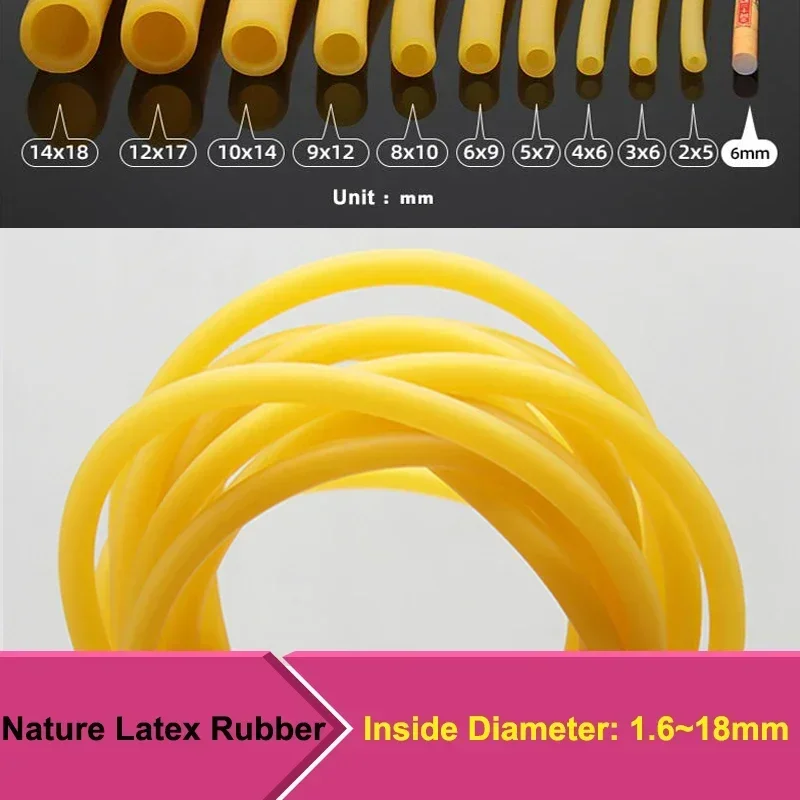 Rubber Hose Nature Latex Rubber Hoses IDxOD 1.6~18mm High Resilient Surgical Medical Tube Yellow Slingshot Catapult Elastic Band