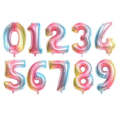 

32/40 inch Big Size Rose Gold Rainbow digital Number Foil Balloon Child Adult Birthday Party Baby Shower Decor Kids Gift Balloon