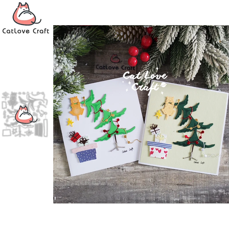 Merry Christmas Cat & Snowflake Metal Die Cuts - DIY Scrapbooking, Card Making, Embossing Dies