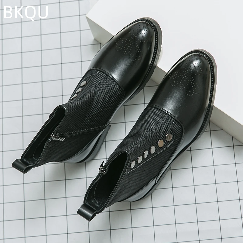 Men's Chelsea Boots High-top Boots Wear-resistant Breathable Fashion Trend Versatile Round Toe Casual Non-slip Spring and Autumn