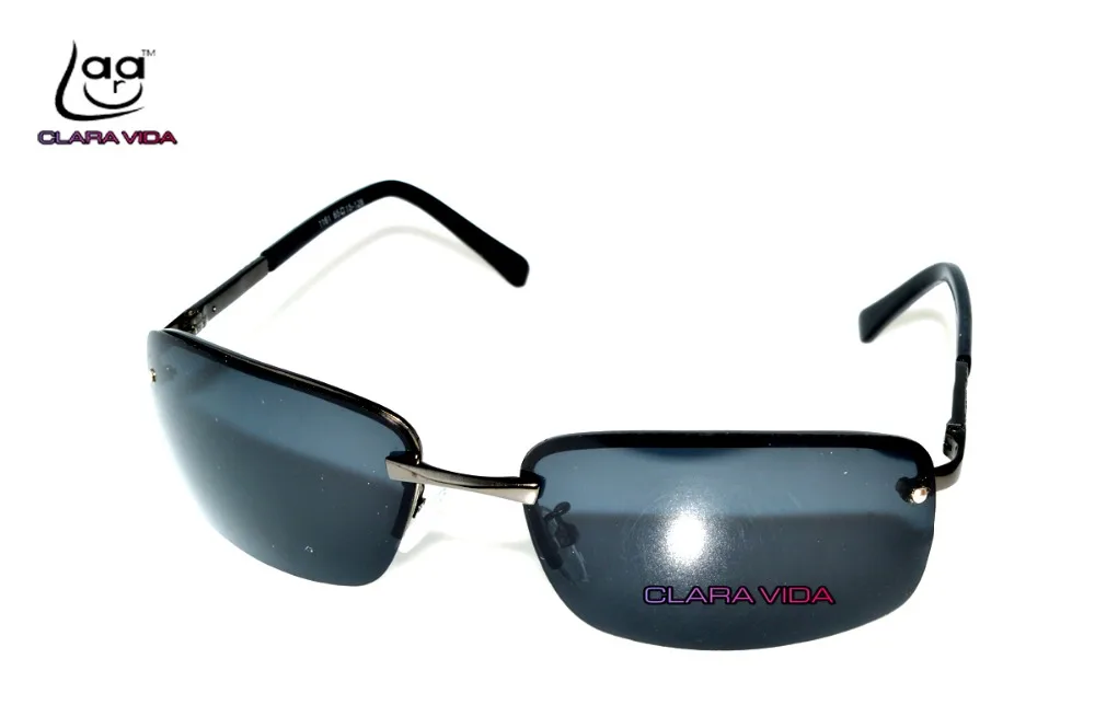 

2019 Limited =clara Vida= Men Rimless Tac Harden Lenses Polarized Uv400 Uv100% Sheild Sunglasses Sunshades With Testing Card