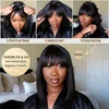 3X1 Middle Part Lace Wig Bone Straight Human Hair Wig With Bangs Brazilian Full Machine Made 100% Human Hair Wigs For Women 4