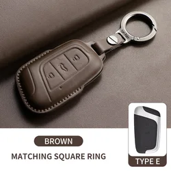 Luxurious Leather Car Key Case - Smart Keychain Holder & Decorative Protector (Brown E1)