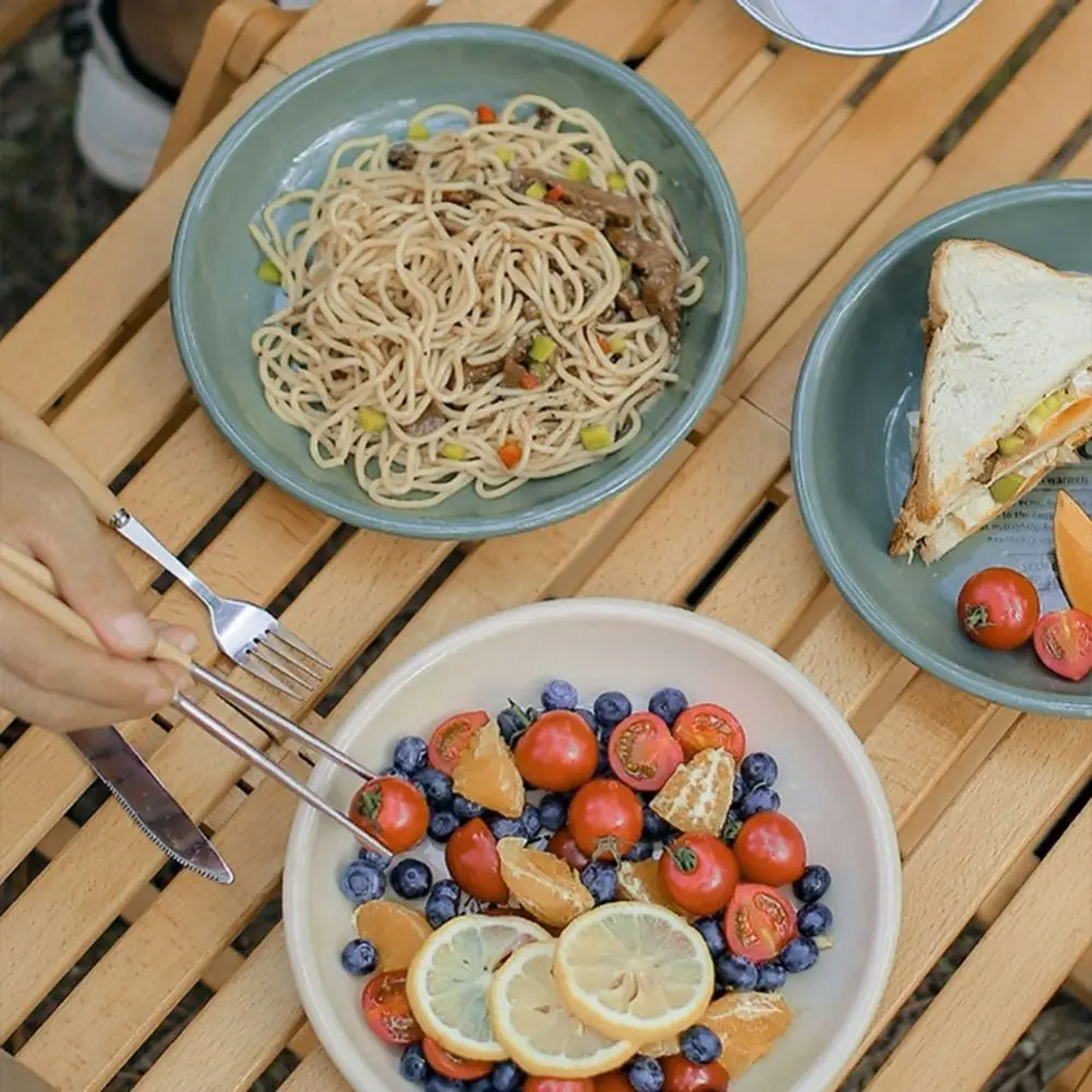 

Обеденная тарелка для кемпинга, круглая эмалированная тарелка большой вместимости для кемпинга и пикника на открытом воздухе, тарелки для фруктов