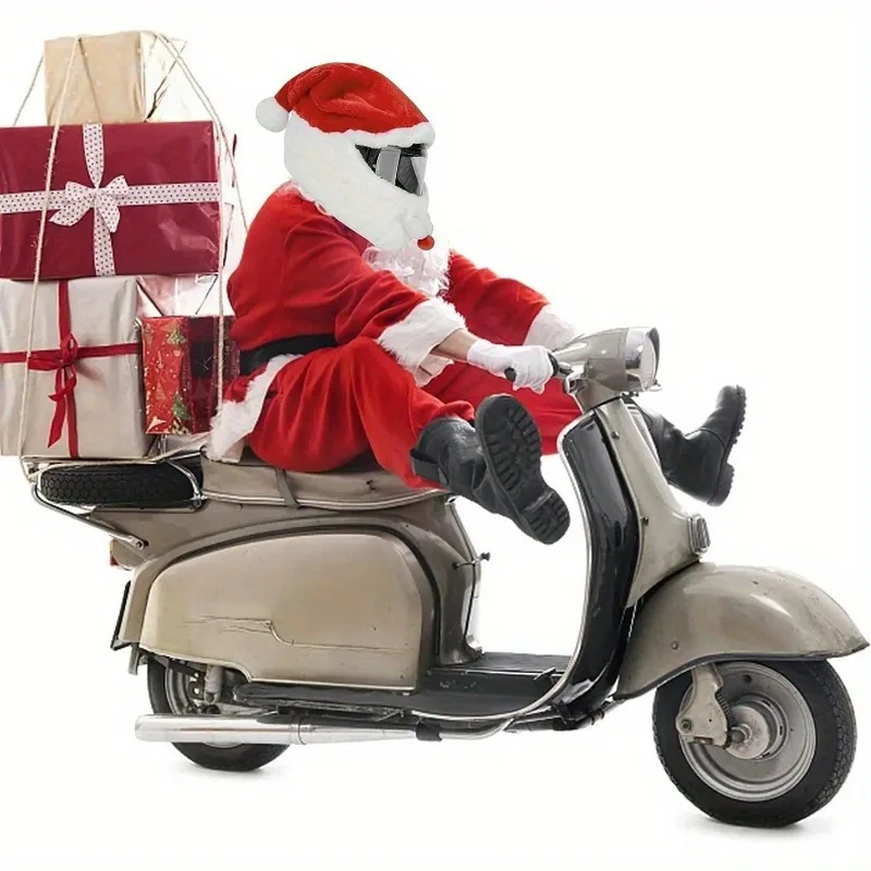 Motorcycle Helmet Santa Claus Motorcycle Helmet Set Crazy Funny Outdoor Christmas Hat Christmas Decoration