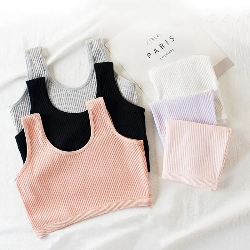 3Pcs Double-layer Cotton Bra Developmental Student Girls Vest 8 10 14 Years training bra cotton bra