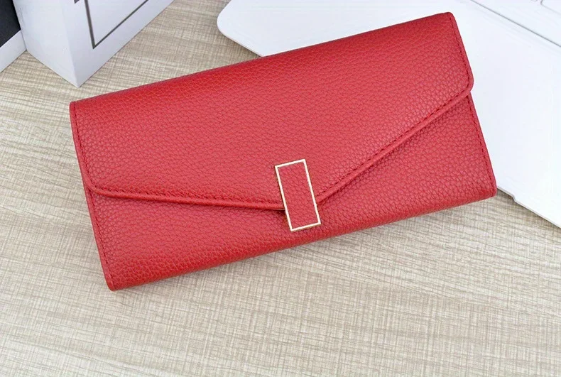 Classic Solid Color Long Wallet, Trendy Women's Credit Card Holder, Simple Coin Purse