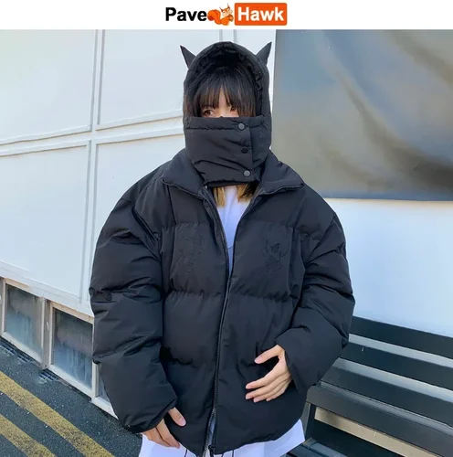 개성적인 디자인과 뛰어난 기능성을 갖춘 남성용 힙합 작은 악마 뿔 파카 추천