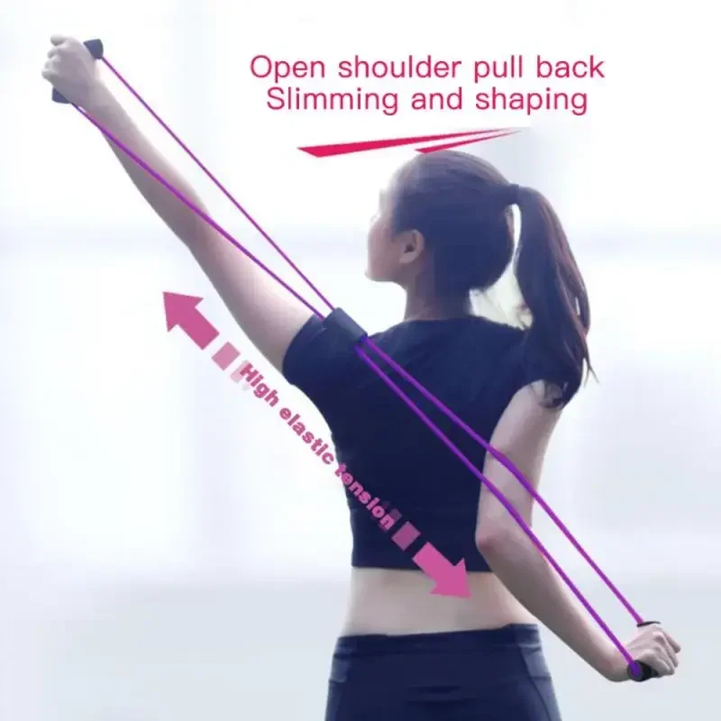 Chest Expander 8 Word Rope Resistance Bands Yoga Fitness Muscle Exercise Rubber Elastic Bands