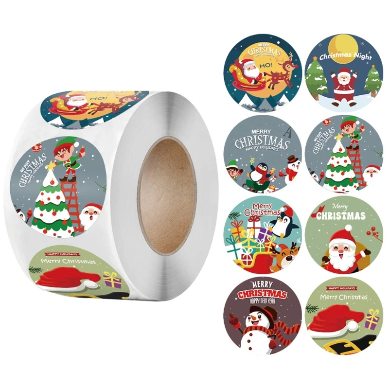 

Roll of 500Pcs DIY Xmas Present Sticker 1.5'' for Package Water Bottle Notebook Dropship