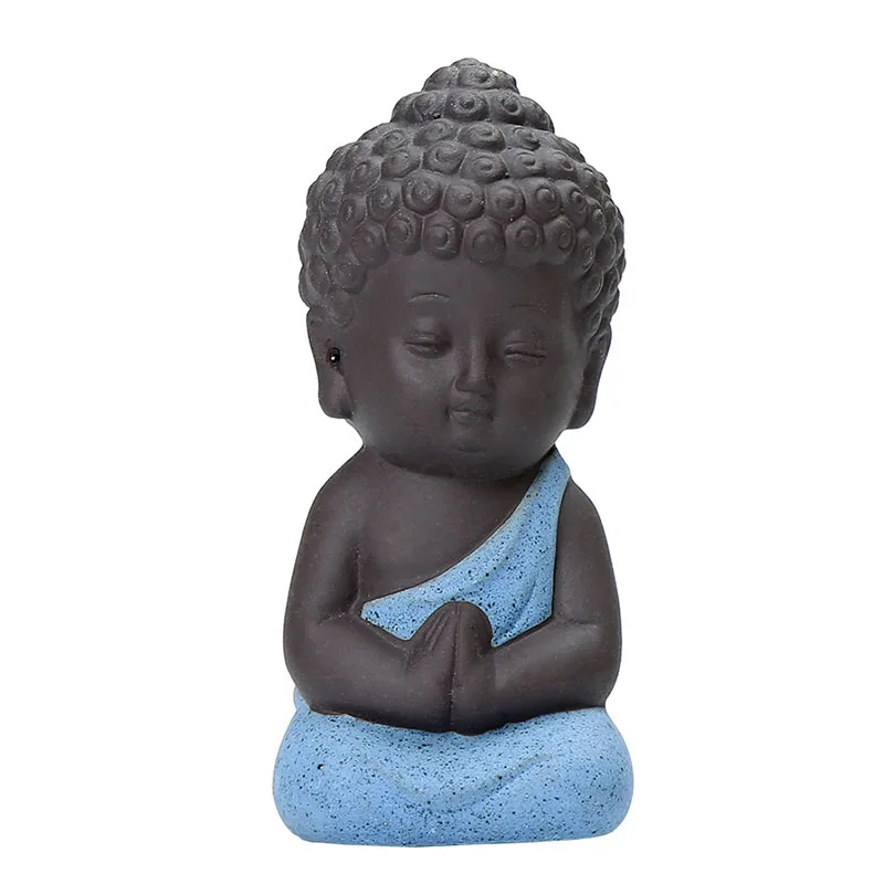 Creative Purple Little Monk Sand Buddha Figure, Religious Zen Decoration, Small Ornaments, Buddhist, Novice, Handmade Statue