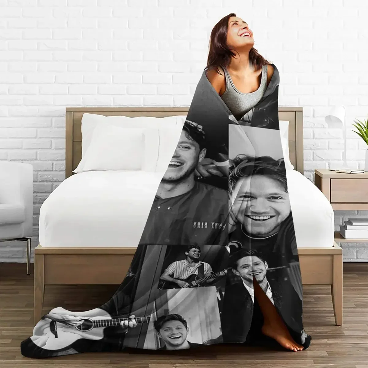 Niall Horan Plaid Blanket Flannel Print for Girls Boys Children's Kids Adult Gift Soft Throw Blankets for Bedding Car Rug Piece 3