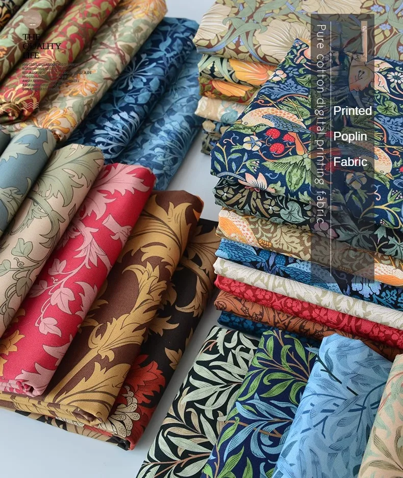 Description Picture 2 of itemFloral Poplin Fabric Cotton By The Meter for Child Skirts Clothing Sewing Thin Flower Printed Pattern Cloth Smooth Skin-friendly