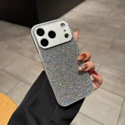 Glitter Aurora Shiny Diamond Bling Camera Protective Case for iPhone 12 Mini (Silver)