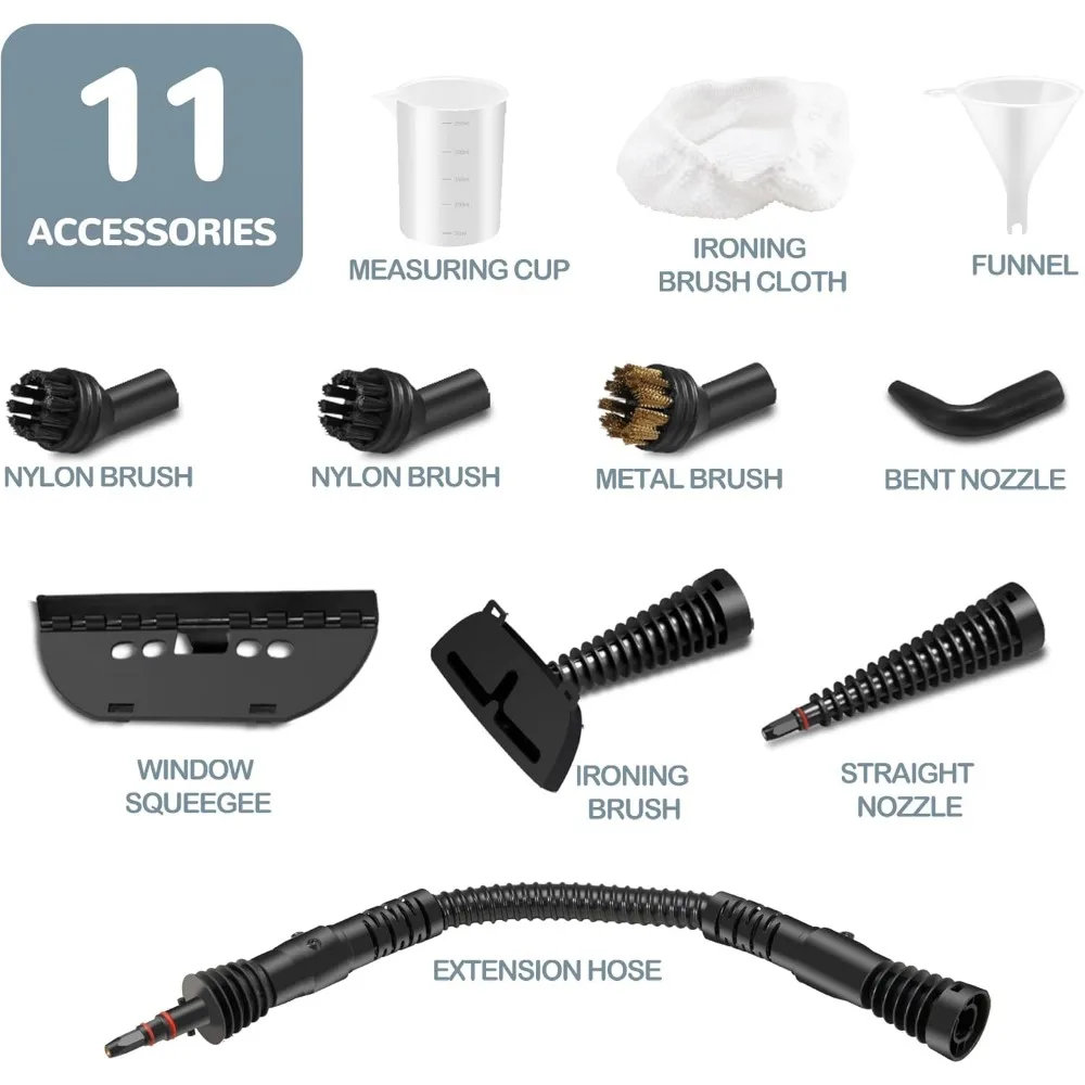 Handheld Steam Cleaner, Portable Steamer with Large Capacity,11-Piece Accessory Set for Floor, Car, Carpet, Windows Cleaning 6