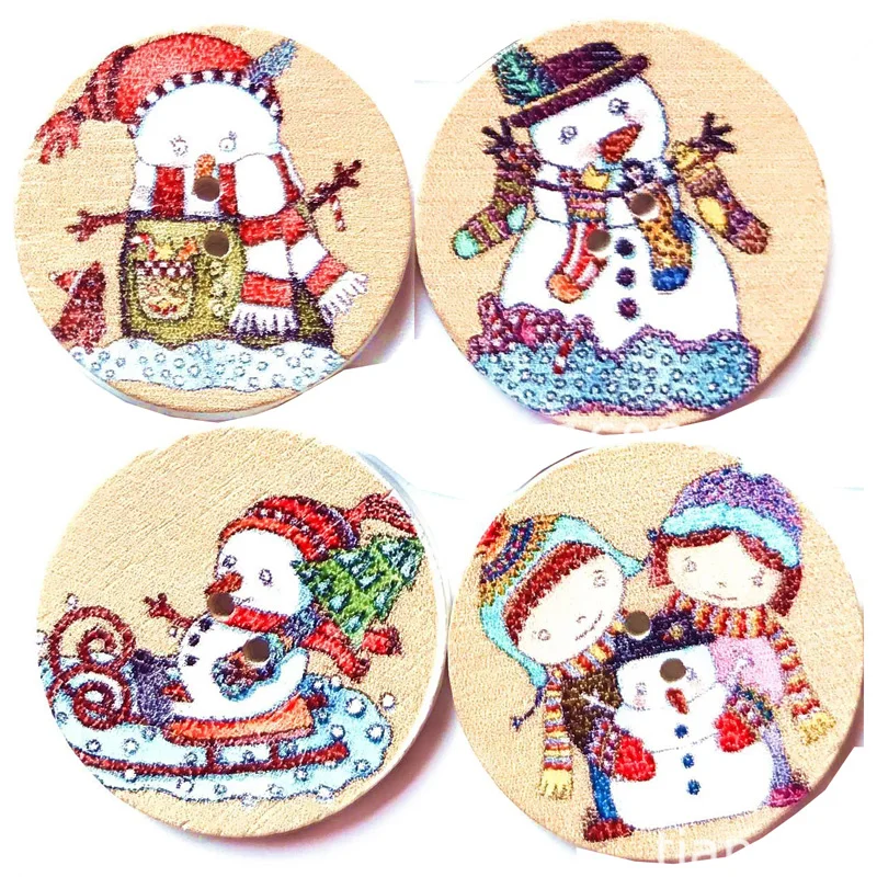 

50PCS 20-25MM Wooden Round Shape 2 Hole Buttons Handmade Clothing Decoration Scrapbook Diy Home Sewing Crafts Accessories